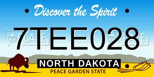 7TEE028 North Dakota License Plate