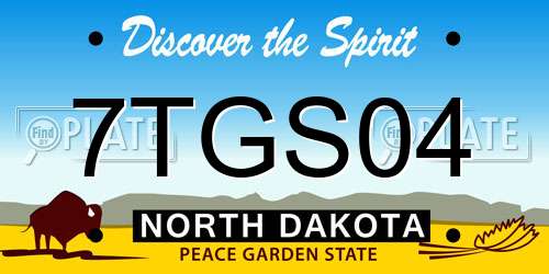 7TGS04 North Dakota License Plate