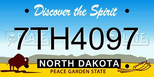 7TH4097 North Dakota License Plate