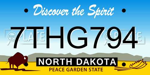 7THG794 North Dakota License Plate