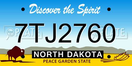 7TJ2760 North Dakota License Plate