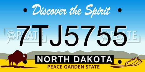 7TJ5755 North Dakota License Plate