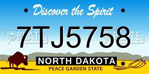 7TJ5758 North Dakota License Plate