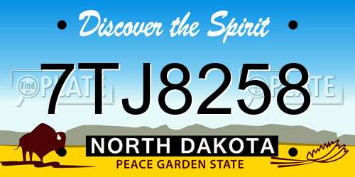 7TJ8258 North Dakota License Plate