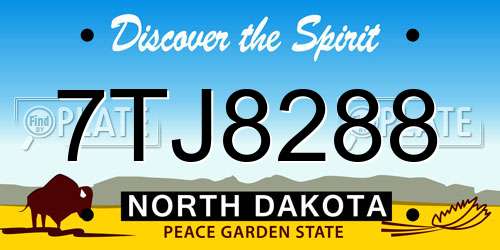 7TJ8288 North Dakota License Plate