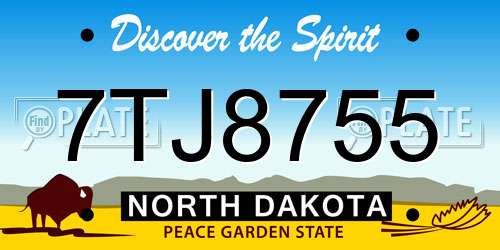 7TJ8755 North Dakota License Plate