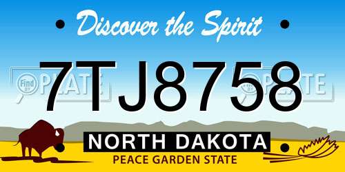 7TJ8758 North Dakota License Plate