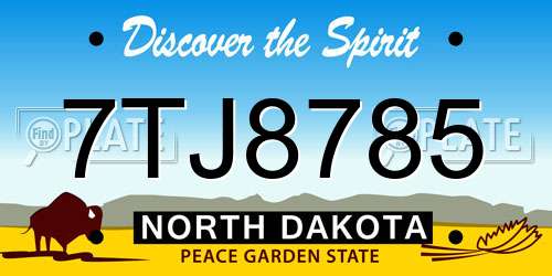 7TJ8785 North Dakota License Plate