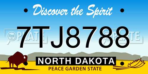 7TJ8788 North Dakota License Plate