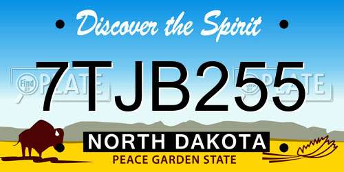 7TJB255 North Dakota License Plate