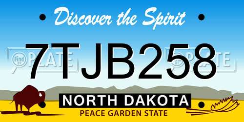7TJB258 North Dakota License Plate
