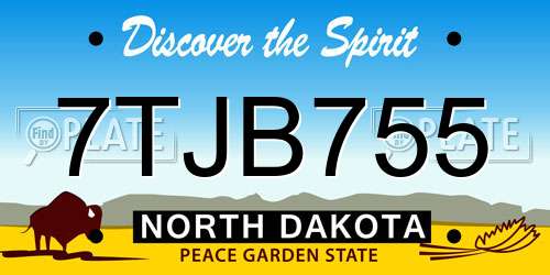 7TJB755 North Dakota License Plate