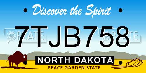 7TJB758 North Dakota License Plate