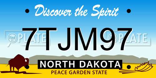 7TJM97 North Dakota License Plate