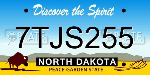 7TJS255 North Dakota License Plate