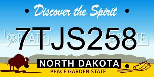 7TJS258 North Dakota License Plate