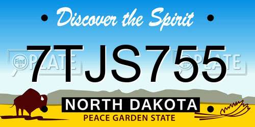 7TJS755 North Dakota License Plate