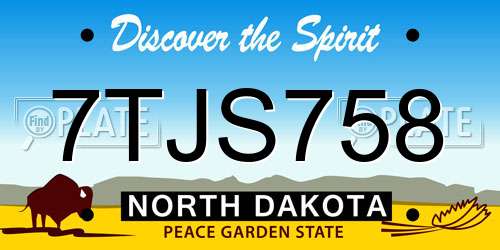 7TJS758 North Dakota License Plate