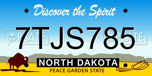 7TJS785 North Dakota License Plate