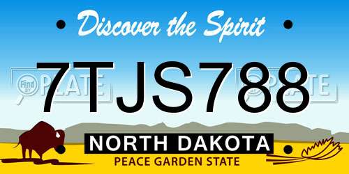 7TJS788 North Dakota License Plate