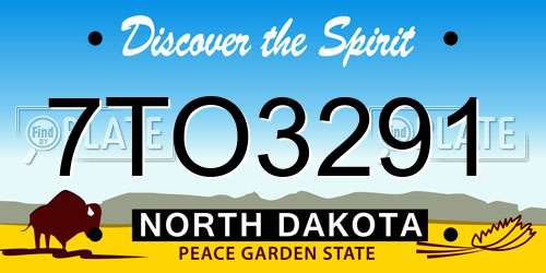 7TO3291 North Dakota License Plate