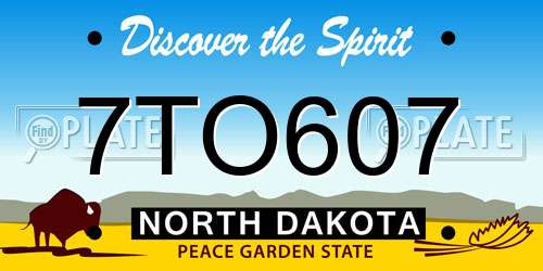 7TO607 North Dakota License Plate