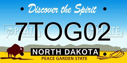 7TOG02 North Dakota License Plate