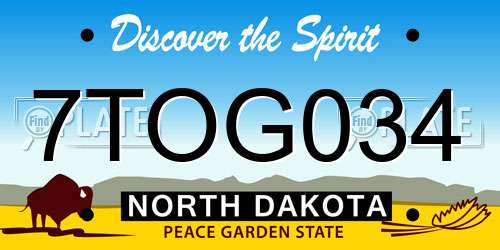 7TOG034 North Dakota License Plate