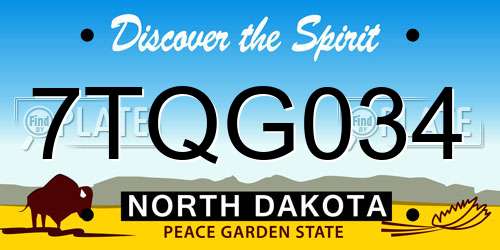 7TQG034 North Dakota License Plate