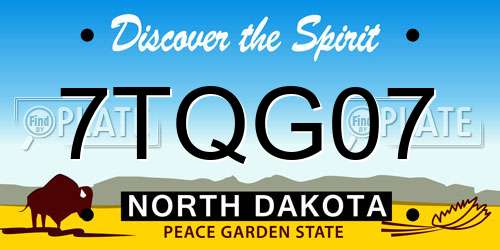 7TQG07 North Dakota License Plate