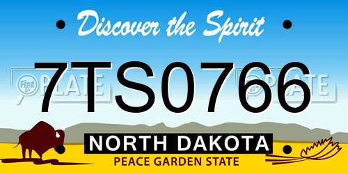 7TS0766 North Dakota License Plate