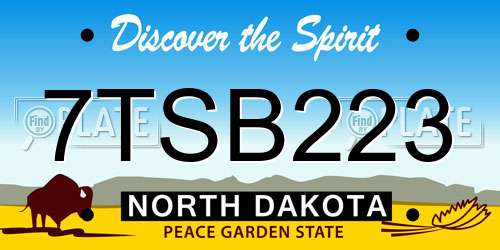 7TSB223 North Dakota License Plate