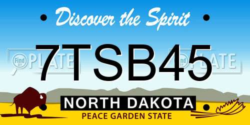 7TSB45 North Dakota License Plate