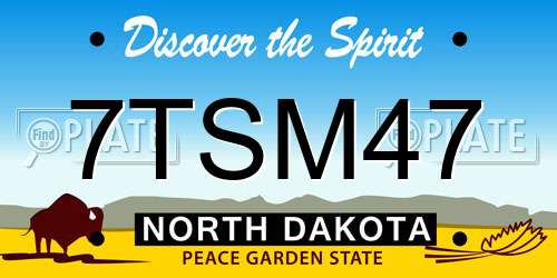 7TSM47 North Dakota License Plate