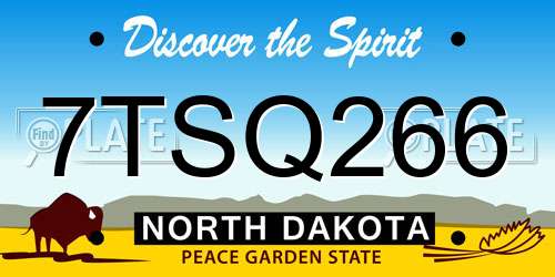 7TSQ266 North Dakota License Plate