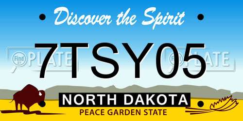 7TSY05 North Dakota License Plate