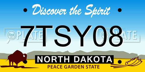 7TSY08 North Dakota License Plate