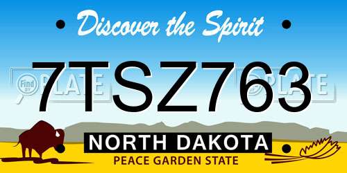 7TSZ763 North Dakota License Plate