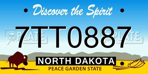 7TT0887 North Dakota License Plate