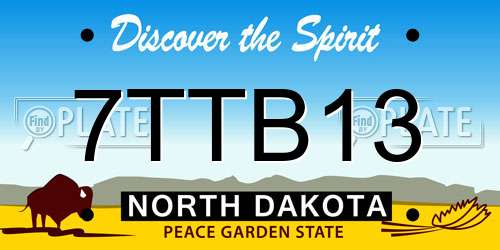 7TTB13 North Dakota License Plate