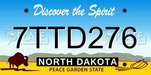 7TTD276 North Dakota License Plate