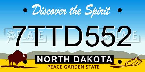7TTD552 North Dakota License Plate