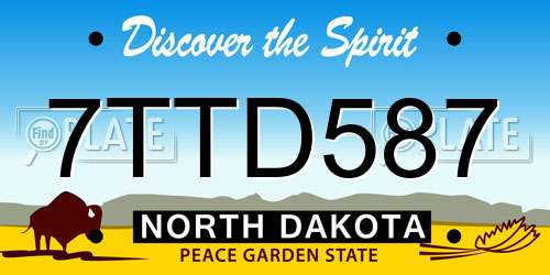 7TTD587 North Dakota License Plate