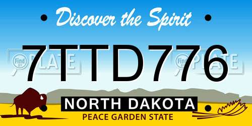 7TTD776 North Dakota License Plate