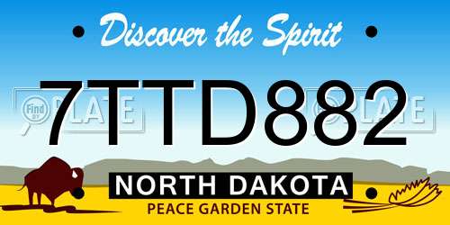 7TTD882 North Dakota License Plate