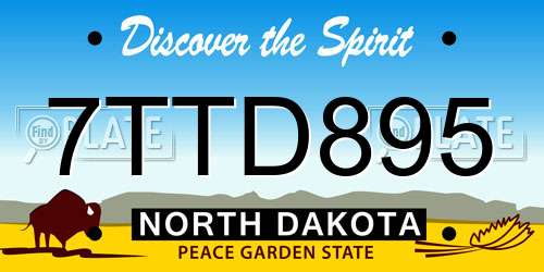 7TTD895 North Dakota License Plate