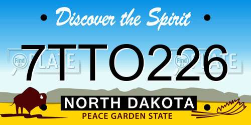 7TTO226 North Dakota License Plate