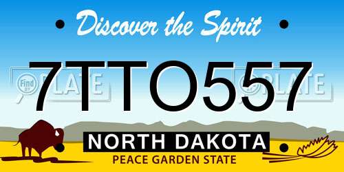 7TTO557 North Dakota License Plate