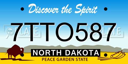 7TTO587 North Dakota License Plate
