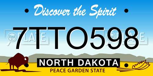 7TTO598 North Dakota License Plate